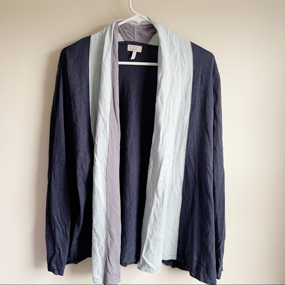 LOGO Lori Goldstein Cashmere Blend Draped Cardigan